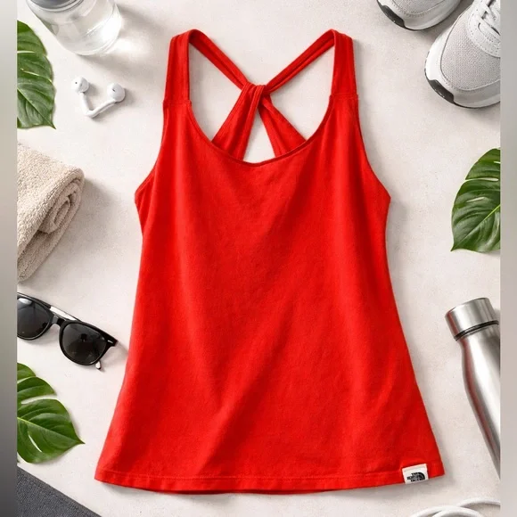 The North Face Women’s Medium Red Racerback Tank Top Athletic Workout - Picture 1 of 5